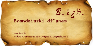 Brandeiszki Ágnes névjegykártya